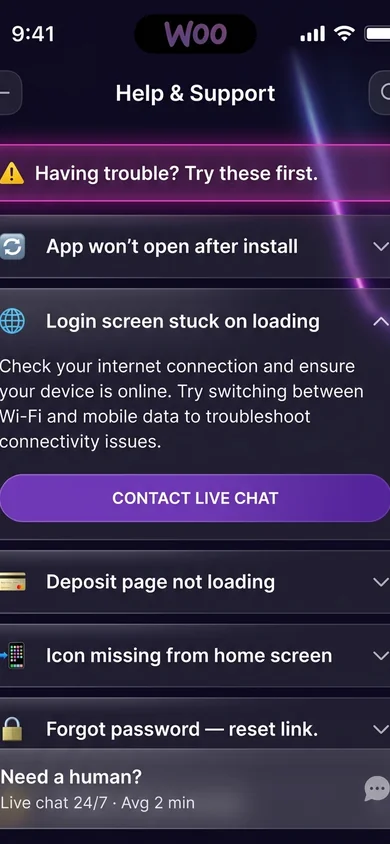 Woo app — common issues & fixes – Woo